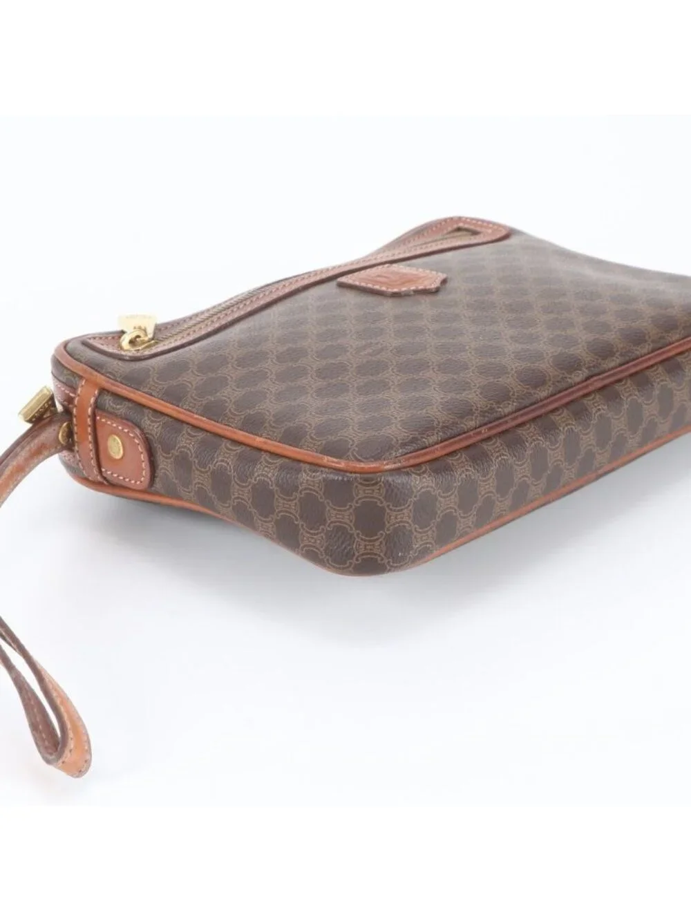 Celine Macadam Leather Clutch Pouch Business Brown